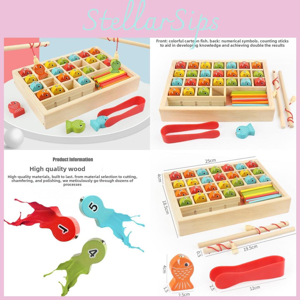 Educational Wooden Fishing Game For Children With Magnetic Fish Learning Puzzle For Kids