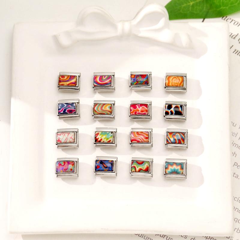 New Color Painting Design Heart Eye Flowers Italian Charm Links Fit 9MM Stainless Steel Bracelet Women Men DIY Making Jewelry