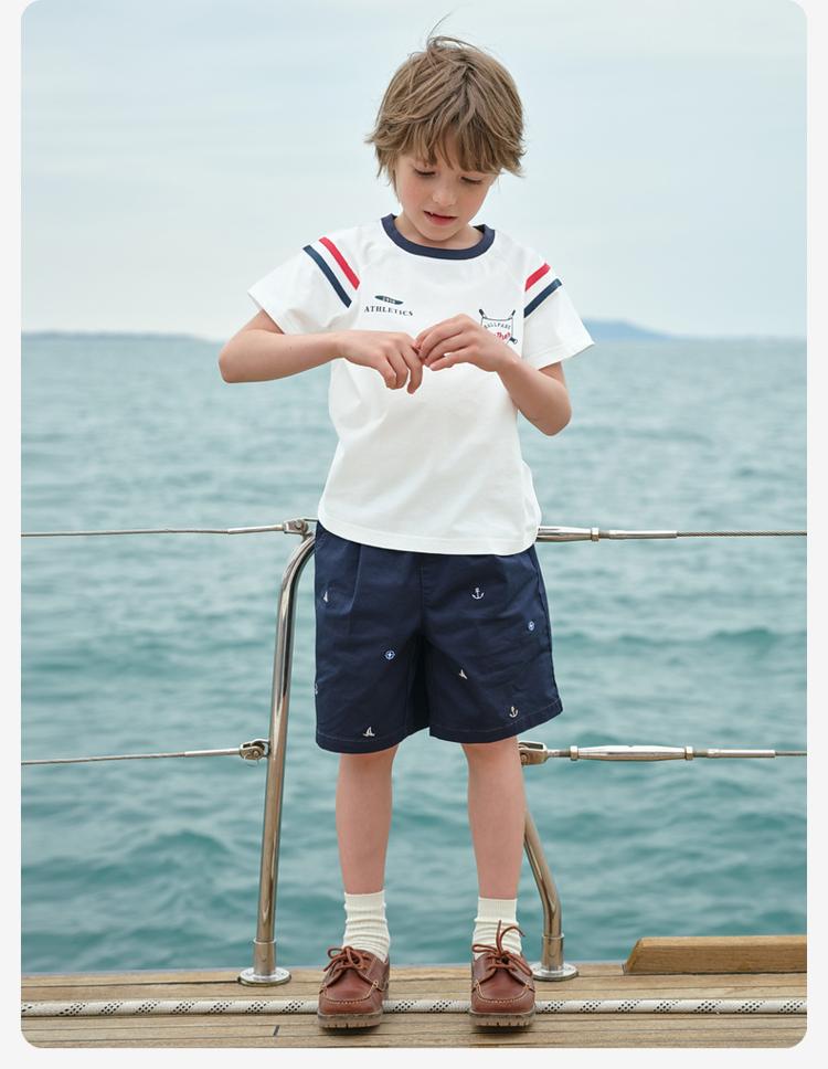 David Bella Children's Short-sleeved T-shirt Summer Boys' Pure Cotton Sports Top