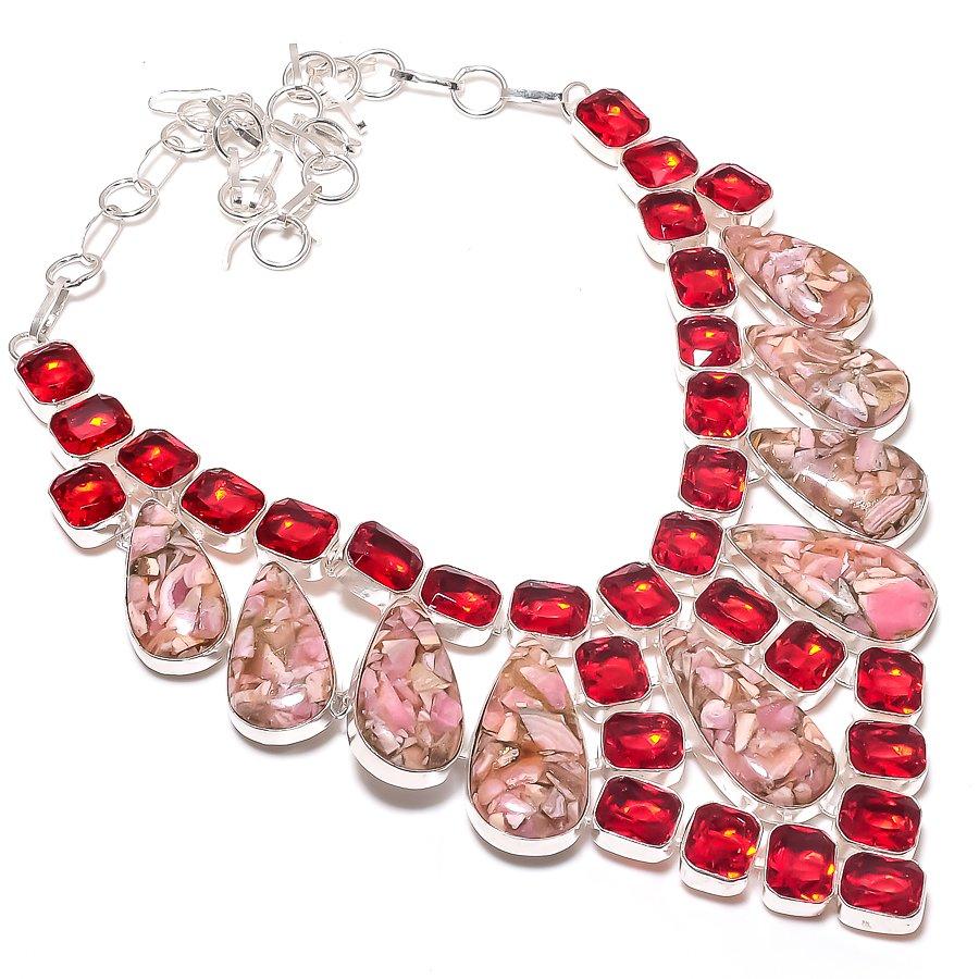 

Natural Copper Rhodochrosite 925 Sterling Silver Jewelry Necklace 18 Q3D73