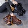 Herbst und Winter neue Plateau Martin Stiefel Damen Leder Britischer Stil klein retro braun Innenhöhe Erhöhung kurze Lederstiefel