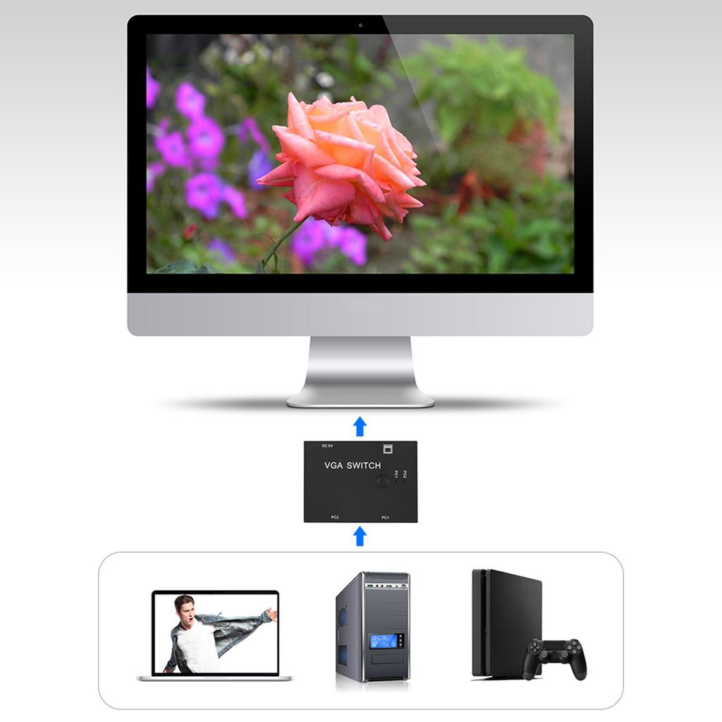 VGA Splitter Computer Accessory 2 In 1 Out 2 Port Switcher HD Display Accessories for Host Switch