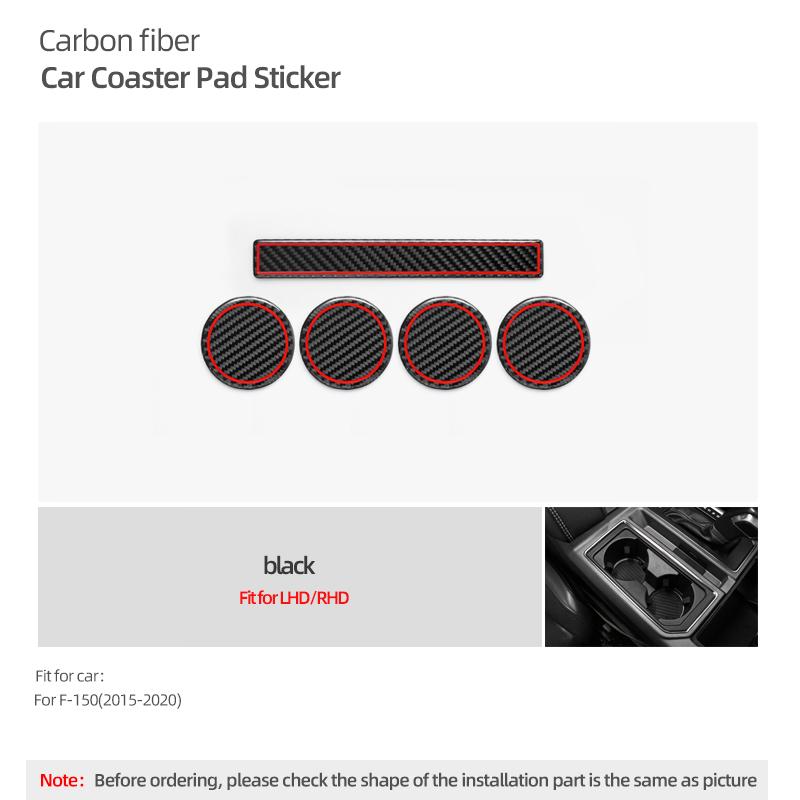 

For Ford F150 SVT Raptor 2015-2020 Carbon Fiber Center Console Cup Holder Mats Coasters Trim Car Interior Tuning Accessories углеродного волокна черного