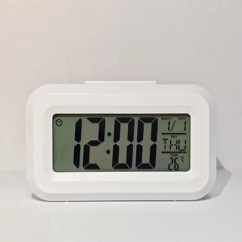 LED Digital Alarm Clock Backlight Snooze Data Time Calendar Desktop Multifunction Electronic Backlight Table Clock белый