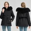 Winter New Hooded Cotton-padded Clothes Versatile Simple Removable Fur Collar Jacket