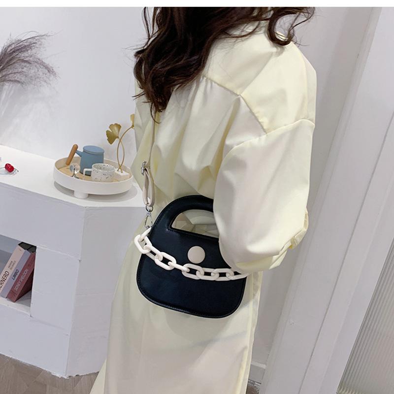Designer Shoulder Bag Women's  Summer Black White PU Chain Versatile Crossbody Bag Fashion Adjustable Shoulder Strap Handbag