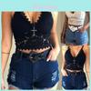 Elegant Lace Women's Bralette Cami Top With Sexy V-neck And Spaghetti Straps