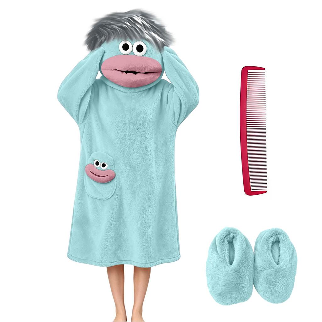 Kids Funny Big Mouth Pajama Loungewear Set with Shoes and Comb for Boys and Girls
