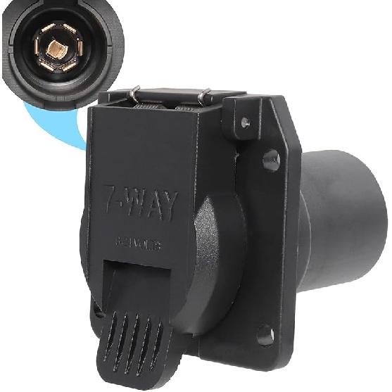 MECMO OEM Style Replacement 7-Way RV Blade Socket, USCAR To 7-Pin Vehicle-Side Female-End Socket For Ford, GMC, Chevy, Dodge, Silverado, Sierra