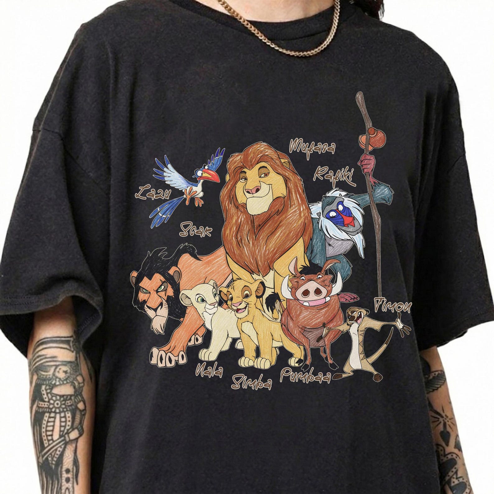The Lion King Shirt, Disney Character Signatures, Simba Mufasa Timon Pumbaa Tee L
