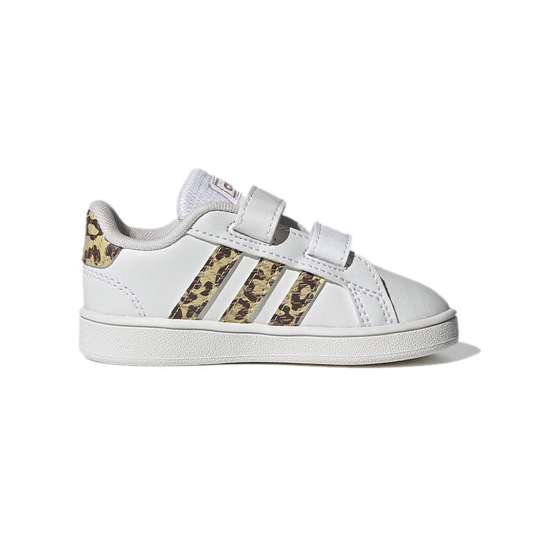 Adidas Neo GRAND COURT Abrasion Resistant Low top Skateboard Shoes White Gold Infant And Toddler FZ3528