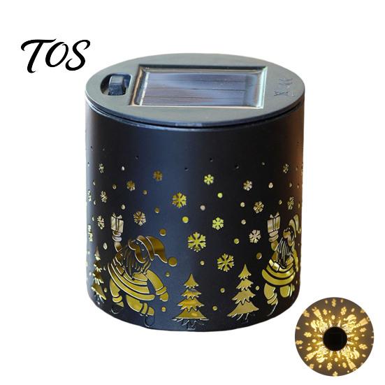 Christmas Party Decorative Projection Solar Light, Snowman Santa Waterproof Metal Wall Lantern, Powered Festive Snowflake Pattern Lighting Warm White