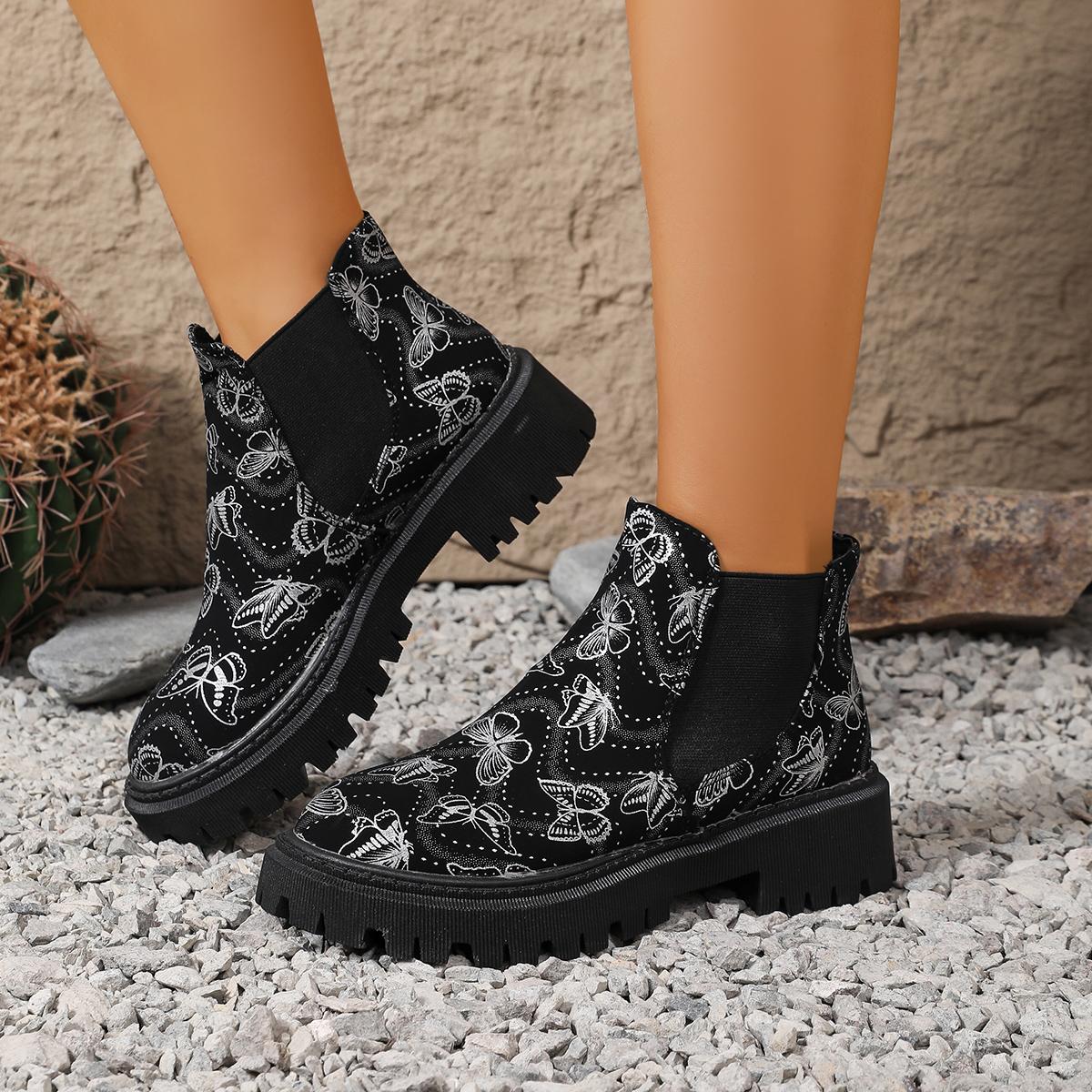 

Winter Fashionable New Round Headed Butterfly Sexy Casual Work Boots Elegant and Comfortable Thick Soled Anti Slip Women s Boots 35