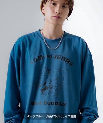 [IMPROVES] Casual [TOM & JERRY] Custom-made Buddies Vintage-Like Long Sleeve T-Shirt, Men's, White