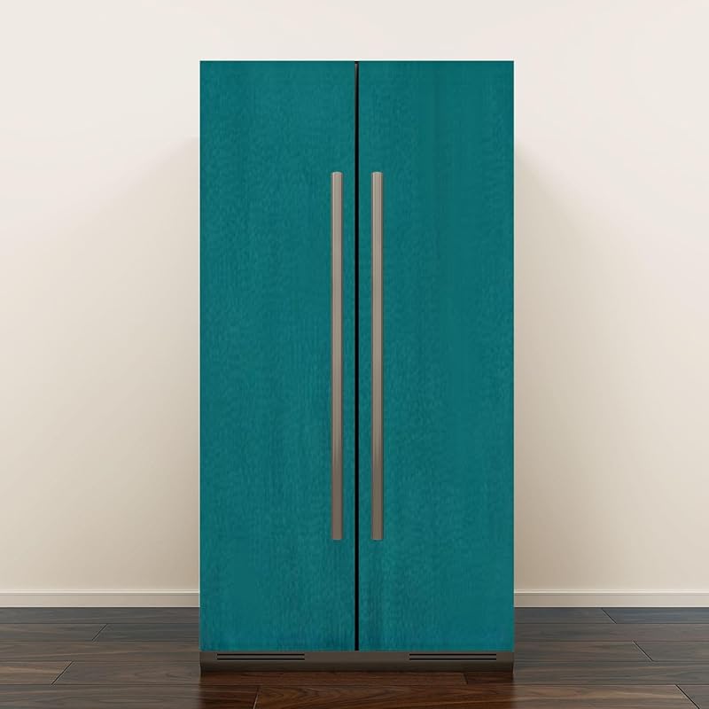 Self Adhesive Vinyl Refrigerator Wrap Set Teal Green Solid Colored Abstract Canvas Texture Vintage Grunge Year Door Mural Removable Fridge Sticker