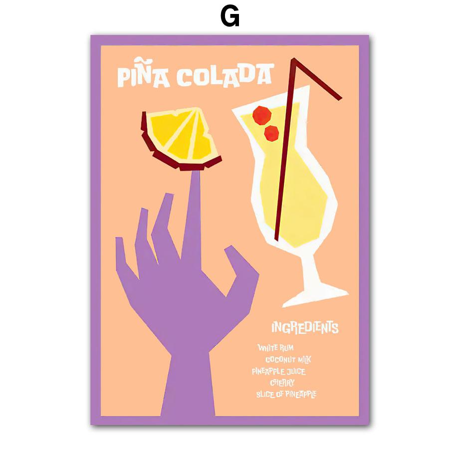 Koktejl Color Block Ručně malovaný Mojito Nástěnné umění Plátno Malba Plakáty a Tisky Severský Obývací pokoj Domácí Dekorace Nástěnná malba