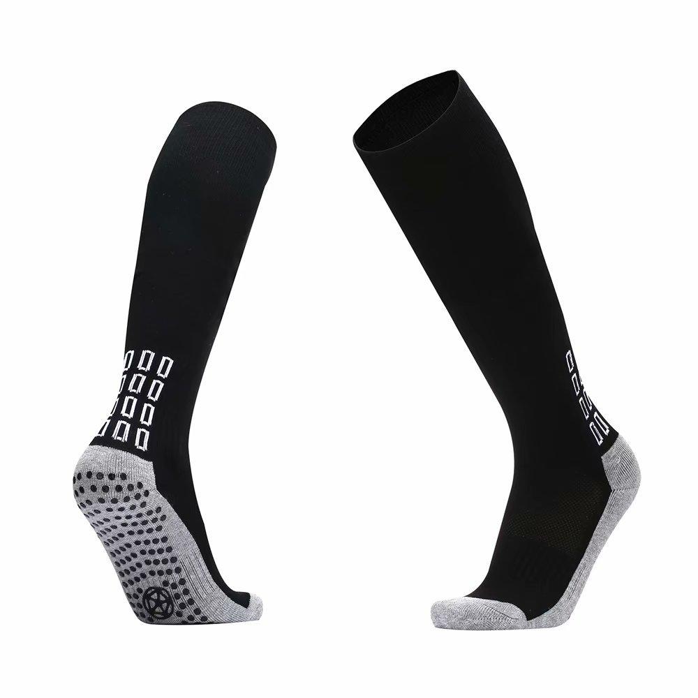 Football training game socks granular dispensing bottom non-slip long tube over knee adult/children s football socks 10 colors Adult version чёрный