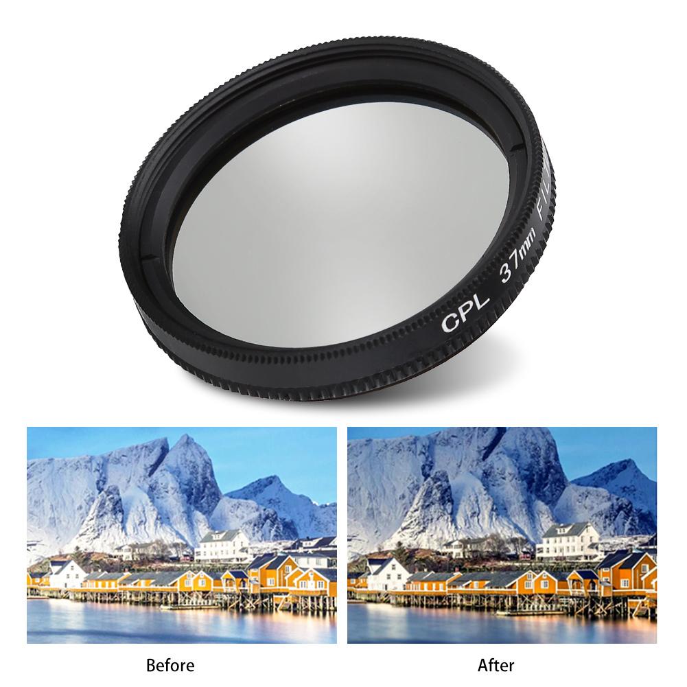 37mm Circular Polarizer Lens Filter with Adapter Ring Protective Cap for Xiaomi Yi 4k 4k+ Lite