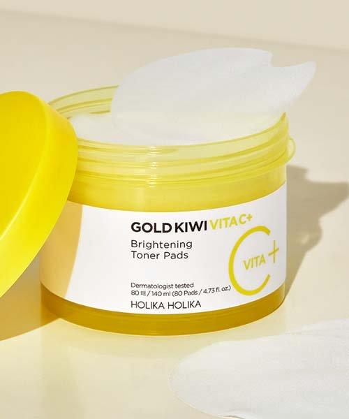 Holika Holika Gold Kiwi Vita C+ Brightening Toner Pads 80ea NONE