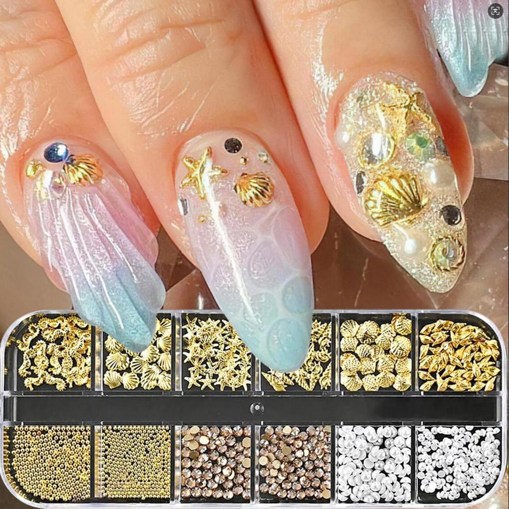 1 Set Sea Theme 3D Nail Decorations Set Strass Ongle Themed Nail Decorations DIY Manicure Salon Tools Decorations