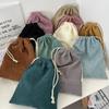 3PCS Solid Color Drawstring Cosmetic Bags Large Capacity Corduroy Gift Storage Bag Drawstring Style Durable Makeup Bag Outdoor