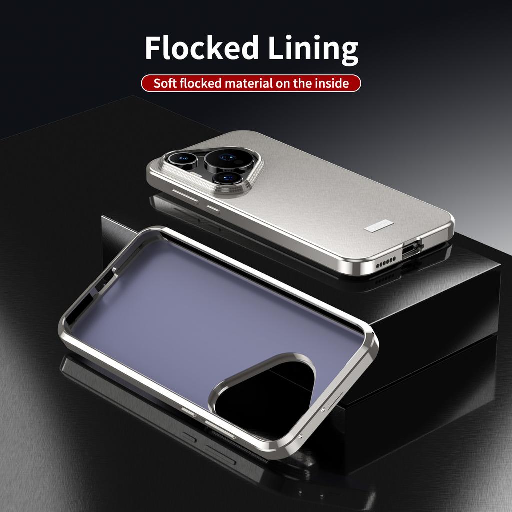 Luxury Textured Brocade Phone Case for Huawei Pura 70 Pro+ Plus 80 Ultra Elegant Cover with Metal Frame Camera Lens Protector