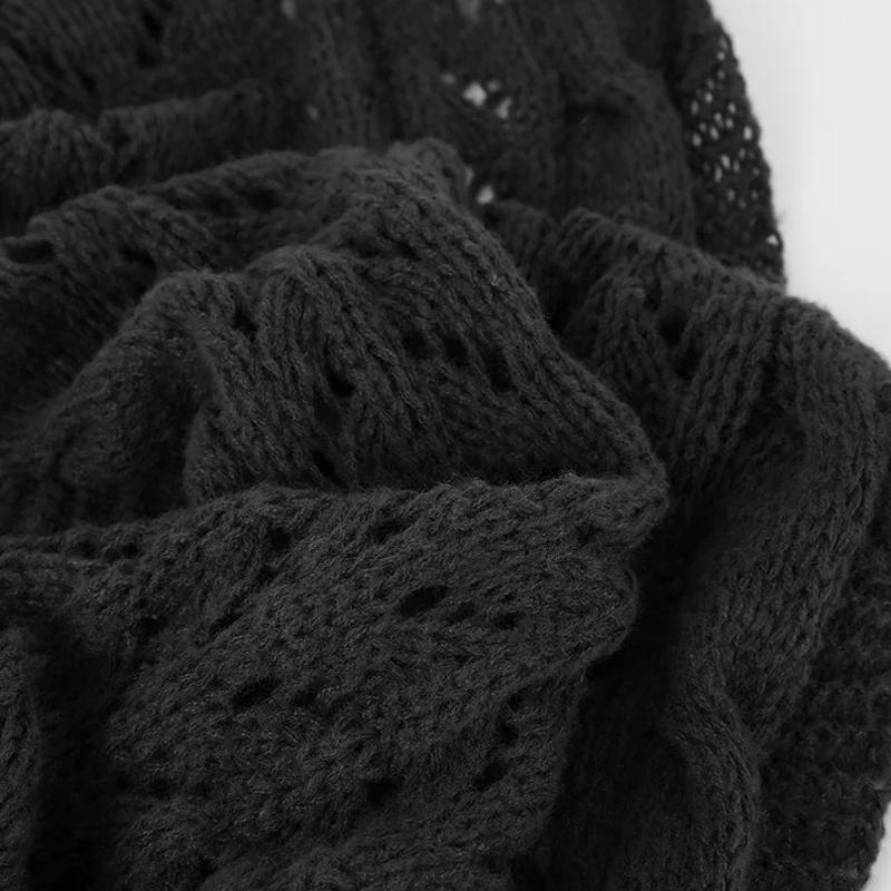 1 Stück Schal mit langem Ärmel Warmer Strickschal Herbst/Winter Damen Outdoor Lochmuster Weich Einfarbig Acrylfasern