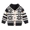 Unisex Baby Jacquard Color Block Lapel Cardigan: Thickened Knitted Outerwear for Infants and Toddlers