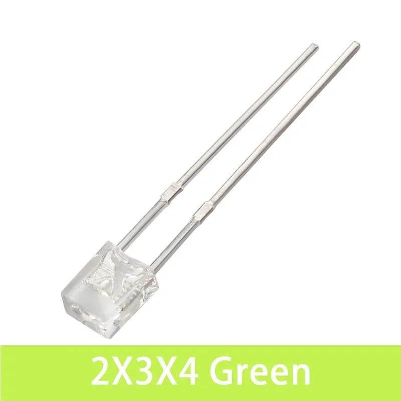 50/100pcs Super Bright 2*3*4mm LED Diode Kit Transparent Luminescence White Green Red Yellow Blue Led Lights Diodes 2x3x4mm