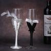 Elegant Lace Wedding Champagne Flute Set Romantic Couple Glasses Bride Groom Gift