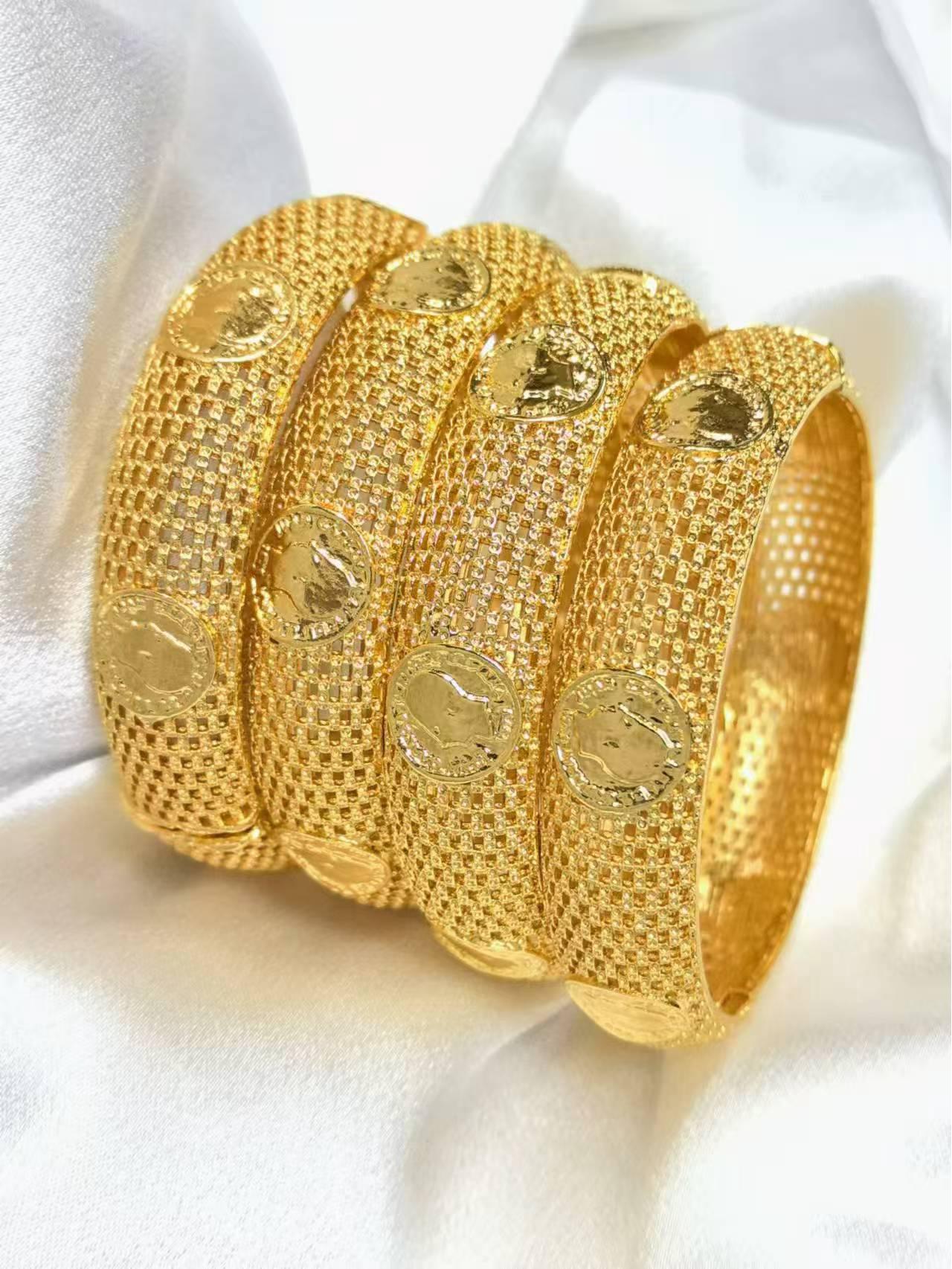 

Позолоченный браслет для невесты 24 карата: Индийско-индонезийский женский свадебный браслет с застежкой 24K Gold Plated золотой