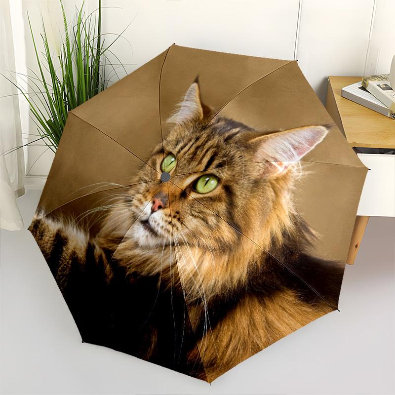 1pc Animals: rabbit, cat, deer Umbrella Portable Folding Umbrella Iron Frame Hole Bone Structure Outdoor Home Umbrella