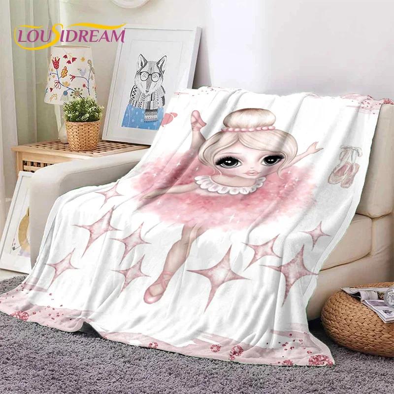 Cute Ballet Girl Ballerina Fairy Cartoon Soft Flannel Blankets,Throw Blanket Comfortable Blanket for Picnic Beds Sofa Bedroom 3D