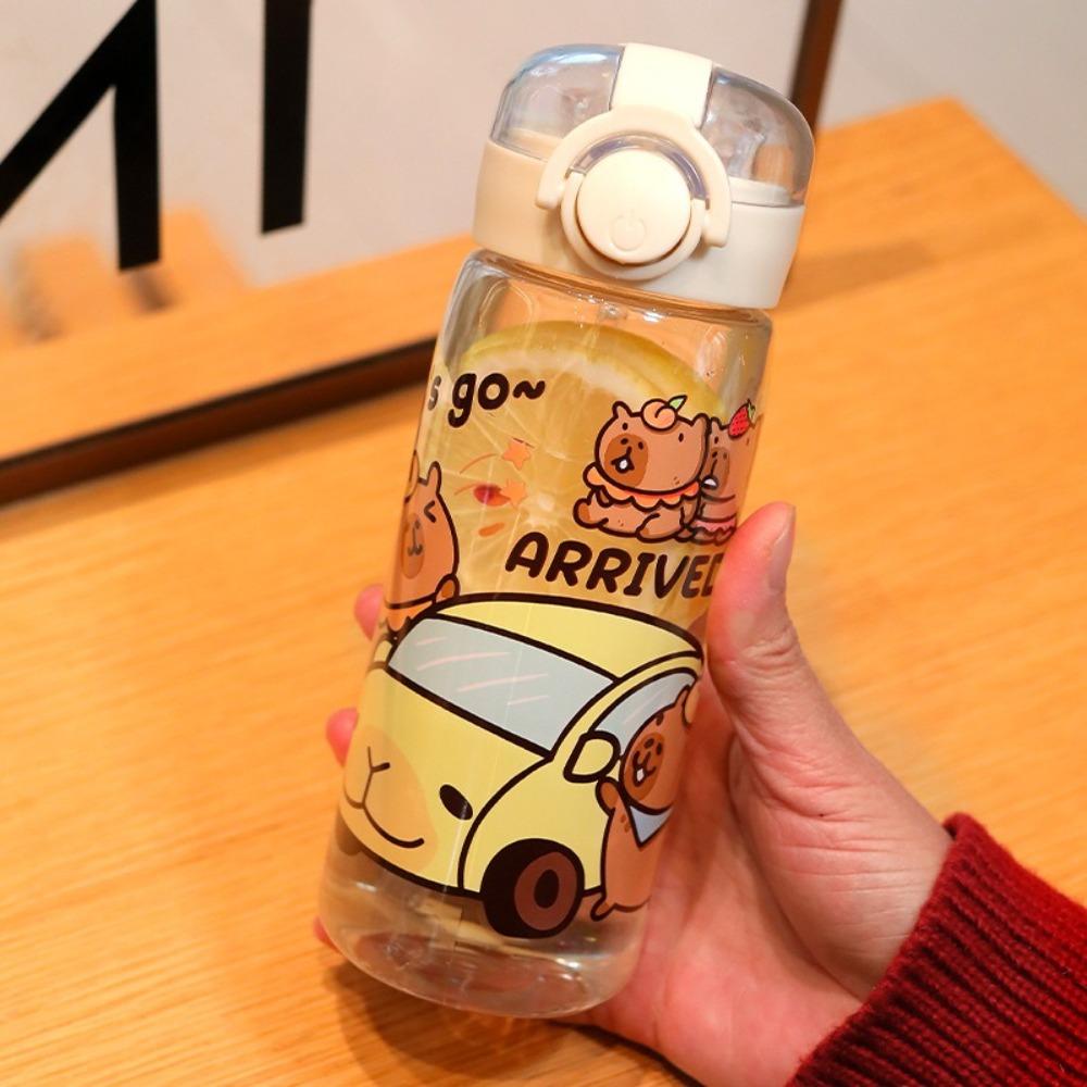 Transparent Capybara Water Bottle 400ml Plastic Water Bottle Cute Capybara Drinking Bottle  Juice