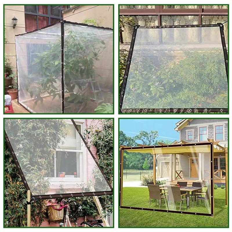 Transparent Rainproof Waterproof Tarpaulin Garden Plant Cover with Grommets Lightweight Thicken Plastic Insulation Shed Cloth