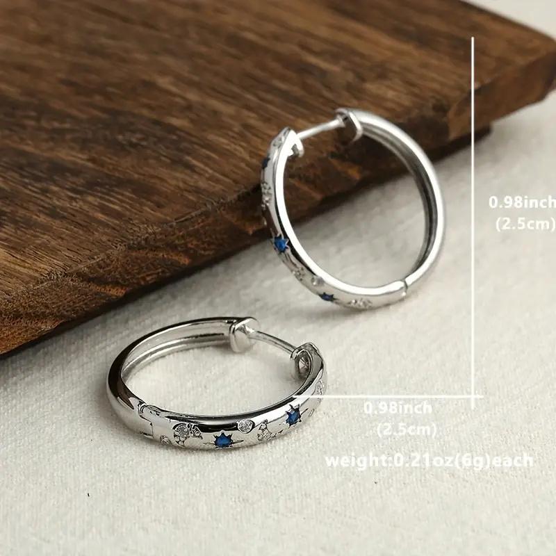 Fashion Silver Color Metal Carving Sun and Moon Hoop Earrings for Women Party Engagement Wedding Earrings Jewelry