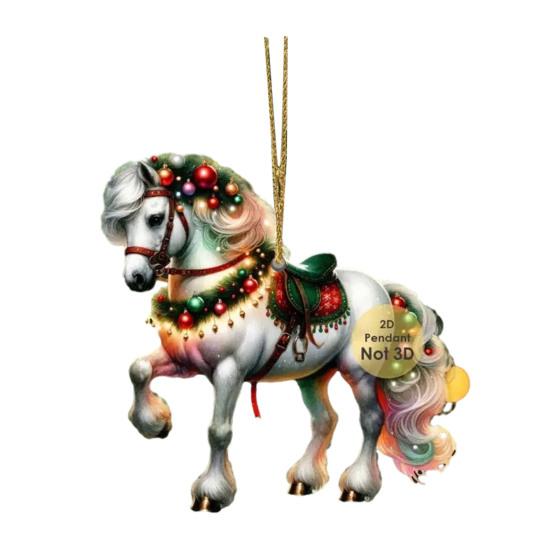 Ornament de Crăciun Cal 2D Acrilic Plat Cal Decorațiune Agățată Suvenir Cal Ornament Pom de Crăciun pentru Iubitorii de Cai Cadouri Decor Festiv
