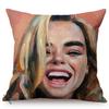 Beautiful Face Oil Painting Art Decorative Throw Pillow Case Funky Woman Portrait Cotton Linen Sofa Cushion Cover Cojines