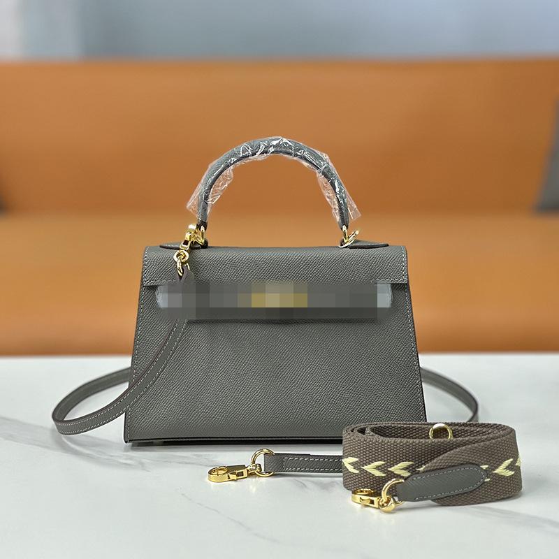 Second Generation Palm Print Cowhide Mini Small Keli Handbag 2025 New Bag Women's Commuter Versatile Shoulder Messenger Bag