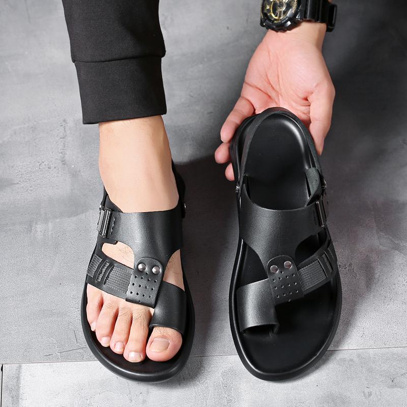 Fashion Genuine Leather Men sandals Sports New Summer Beach Shoes Male Black Luxury Slippers Outdoor Sandals Mens Casual Shoes Hot Sale
