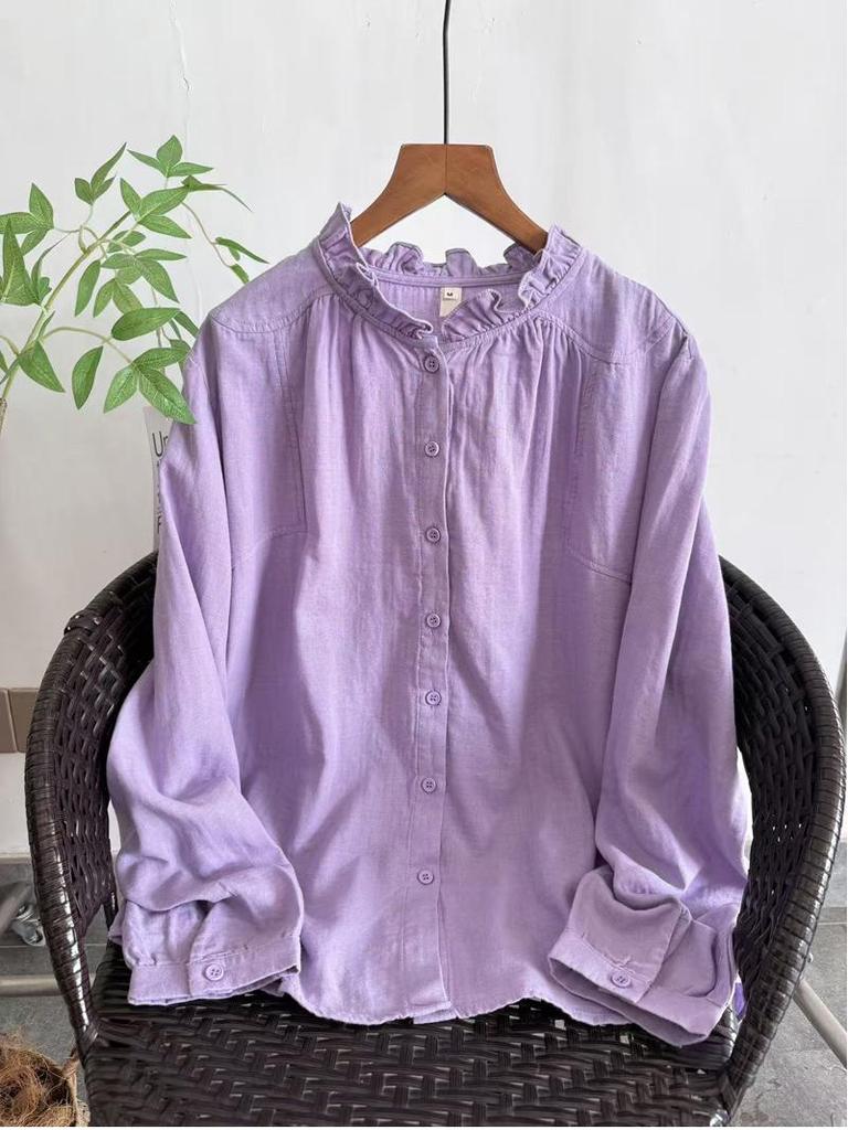 Light-Colored Japanese-Style Cotton Gauze Shirt for Women - Spring Edition