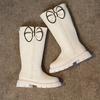 Girls High Top Winter Boots Bow Detail Slip Resistant Rubber Sole Zipper Closure Warm Fabric Lining
