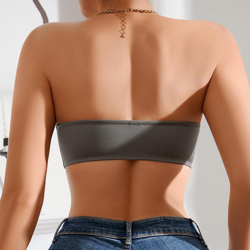Women's Front-button Strapless Bralette Bras Wirefree Invisible Comfortable Bandeau Bra Underwear