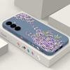 Floral Print Soft Matte Case Cover For Samsung S25 Ultra S24 FE S23 A56 A36 A16 A55 Lens Protection TPU Lanyard Shockproof Silicone Slim Phone Shell