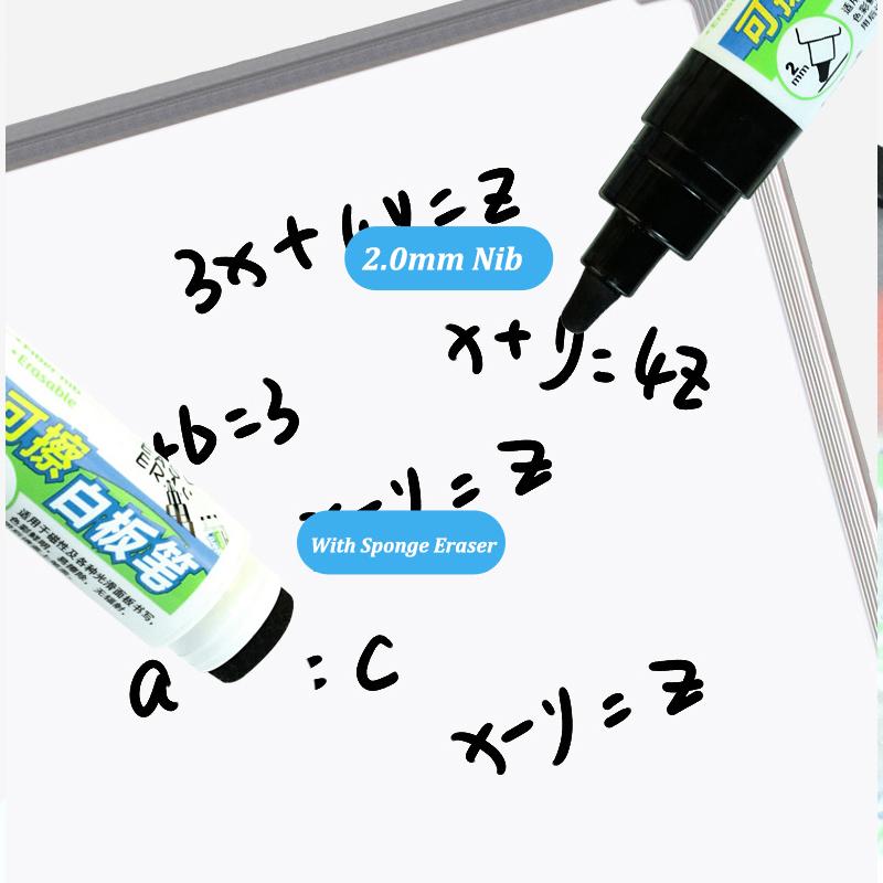 4color Whiteboard Marker With Eraser,2.0mm Nib,Erasable,High-Capacity,Safety,Non-Toxic,Office Meeting Teaching