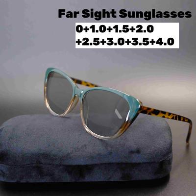 Dames Trendy Cat Eye Presbyopie Zonnebril Dames Elegant Kleurblokkering Montuur Anti Blauw Licht Leesbril Bril Dioptrie