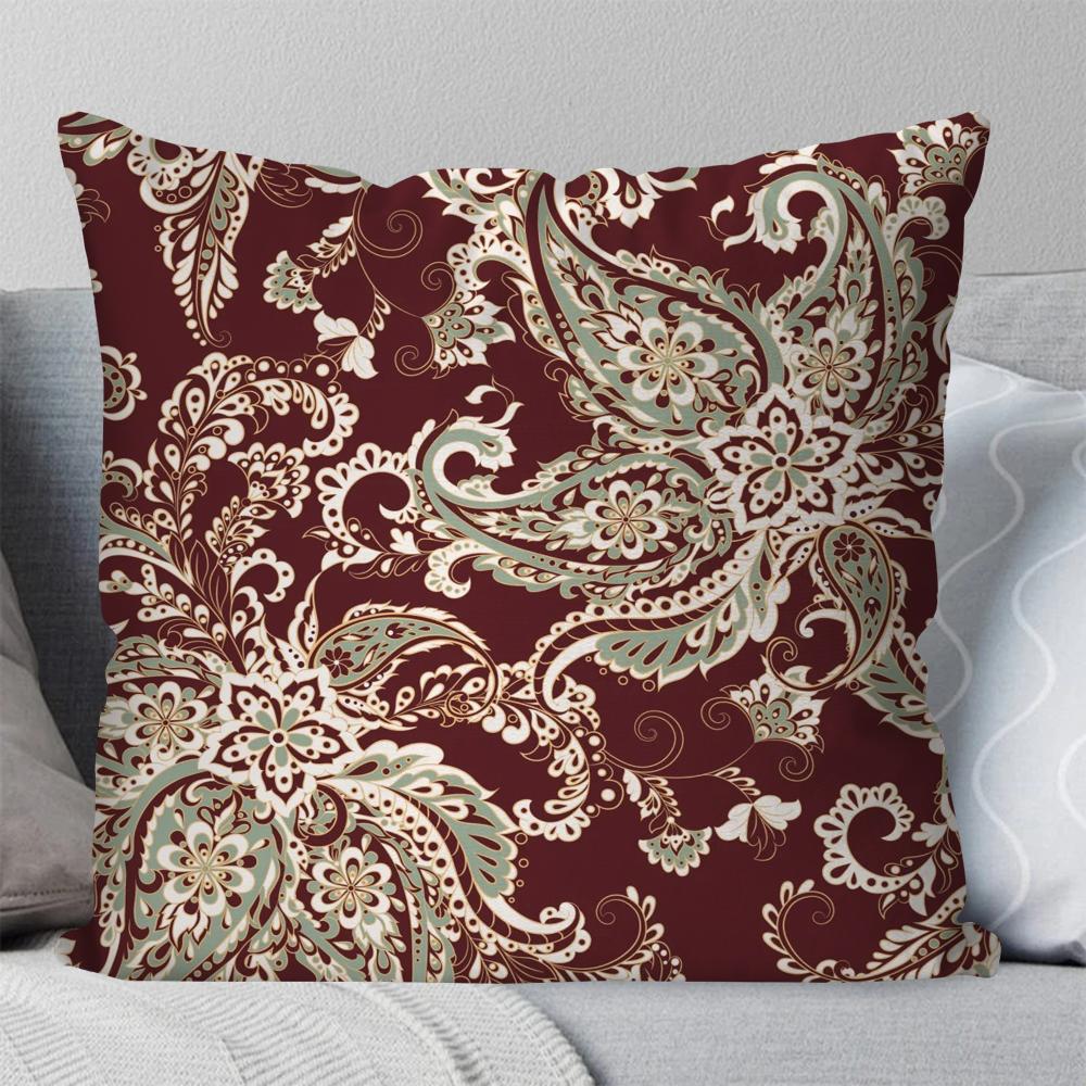 1 Stück Böhmische Blumenmuster Kissenbezug Quadratisches Kissen Schlafzimmer Sofa Freizeit Komfort Kissen Auto Wohnzimmer Heimdekoration 40X40