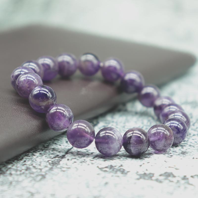 Grade A 100% Natural Amethyst Bracelet Women Valentine Day Gift For Girlfriend 4/6/8/10/12mm Beaded Braslet Casual Accessories