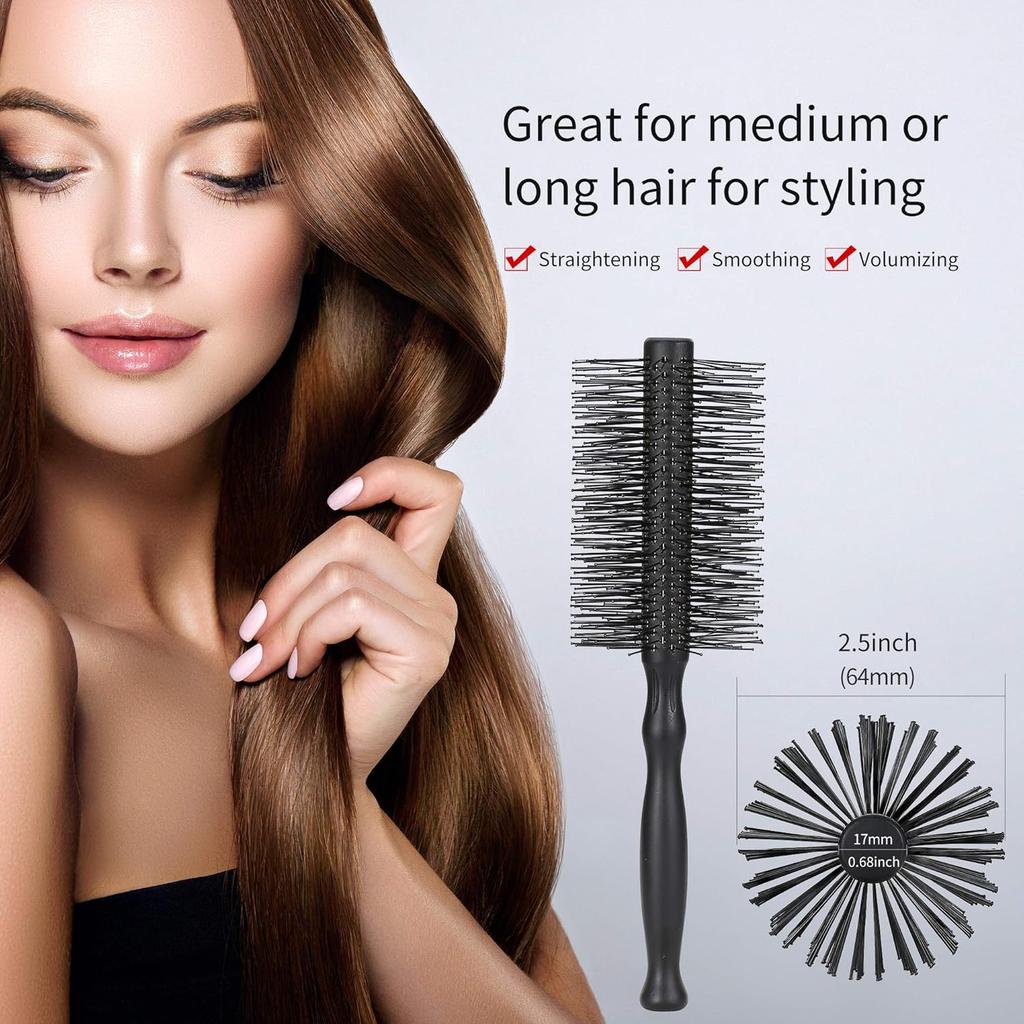 PERFEHAIR Große Runde Haarbürste für Frauen zum Föhnen, Weiche Nylonborsten, 2,5 Zoll Durchmesser, Große Runde Bürste für Blowout, Styling, Locken,