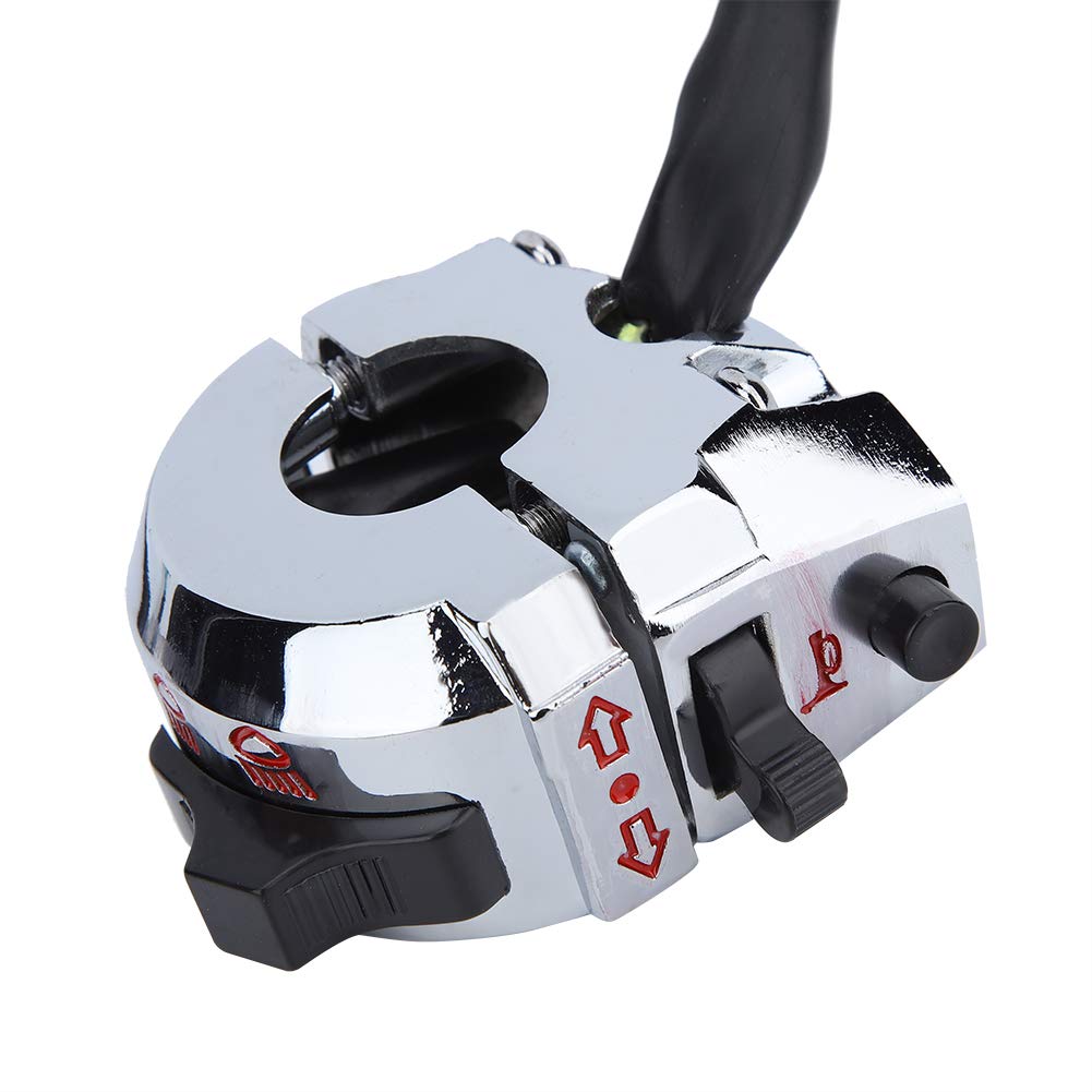 Aluminum Universal Motorcycle Function Switch - Horn, Turn Blinker Push Button Blinker Switch ON/Off for 22mm Handlebar